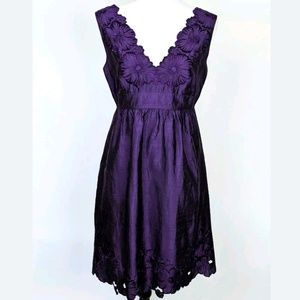 Adrianna Papell Shantung Dress sz.8 Silk Gauze Emb